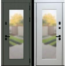 СТАЛЛЕР Элит 3К90 П-66 (окно) RAL 6007 - П-66(окно) RAL 9003| Входная металлическая дверь 