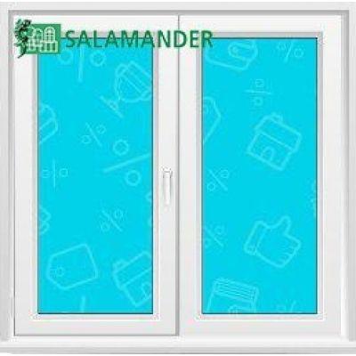ОКНО ПВХ SALAMANDER 2 СТВОРКИ: РАСПАШНОЕ + ГЛУХОЕ